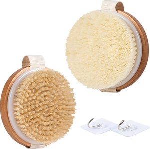 Wholesale Round Hand-Held Wooden Body <b>Scrub</b> Bath Shower <b>Brushes</b> Dry Boar Bristle Exfoliating <b>Brushes</b> - Product Image 1