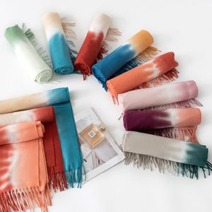 Écharpes et châles en fausse fourrure de cachemire, nouveau design, grande taille, avec étiquette tissée, impression tie-dye de luxe, logo personnalisé, vente en gros - Product Image 2