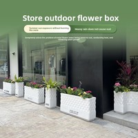 Set Pot Bunga Persegi Panjang Putih dari Fiberglass Buatan Tangan untuk Balkon Luar Ruangan, Teras, dan Kebun