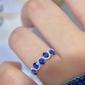 เครื่องประดับแฟนตาซี ซินฟลาย แหวนทองคำแท้ 18K ประดับไพลิน 1.2 กะรัต และเพชรธรรมชาติ 0.09 กะรัต สำหรับผู้หญิง - Product Image 4