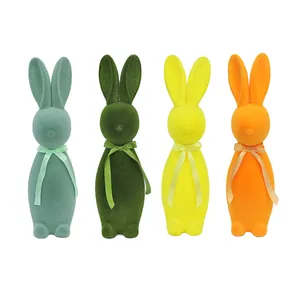 Factory Outlet Easter Standing Crafts Handmade Bright-colored Ornaments Rabbit Polylone Bunny Easter Decoration