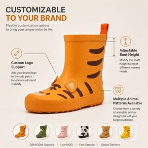 Botas de lluvia de goma impermeables antideslizantes para niños pequeños, zapatos de lluvia ligeros con dibujos animados en 3D, botas de agua para niños y niñas para caminar al aire libre - Product Image 3