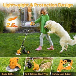 Tondeuse à gazon sans fil 21V avec 2 batteries, tondeuse à gazon à batterie lithium haute puissance, kit de désherbeur de jardin portatif - Product Image 2