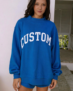 Sudadera Oversize de Algodón con Cuello Alto Bordado, Personalizable con Logotipo, Manga Larga, Lisa, de Alta Calidad, Estilo Casual - Product Image 4