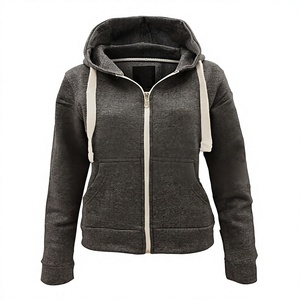 Sweat à capuche zippé en molleton 100 % coton blanc pour femme, coupe classique, couleur unie, décontracté, automne, avec poche avant, personnalisable - Product Image 4
