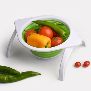 रसोई Foldable छलनी बंधनेवाला BPA मुक्त रंगीन सिंक Colanders और Strainers टोकरी - Product Image 6