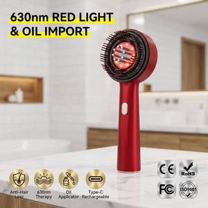 Peigne de massage du cuir chevelu sans fil à lumière rouge 630 nm, <span class=keywords><strong>masseur</strong></span> électrique de la tête, charge Type-C, stimulateur de croissance des cheveux avec vibration, soin des cheveux - Product Image 1