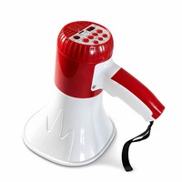 Mégaphone portable 25W 5.0 avec haut-parleur, enregistrement sur carte USB/TF, alarme, rouge et blanc