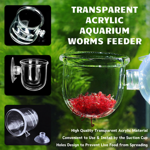 Alimentador de peces de gusano rojo para acuario, contenedor de comida flotante de acrílico transparente para peces - Product Image 2