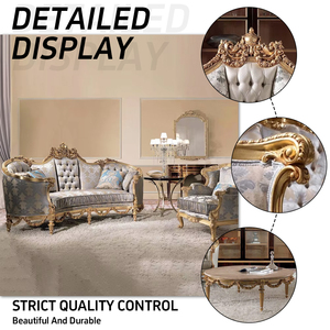 Lujo clásico barroco muebles de sala de estar sofá estilo rococó tallas hechas a mano sofá seccional conjunto de muebles - Product Image 2