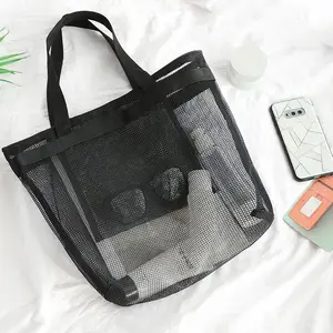 Легкая многоразовая сумка для покупок на заказ, вместительная сетчатая пляжная сумочка-тоут на ремне для женщин