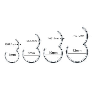 Piercing per Naso e Orecchie in Acciaio Chirurgico 316L con Segmento a Cerniera e Zirconi Incastonati - Product Image 6