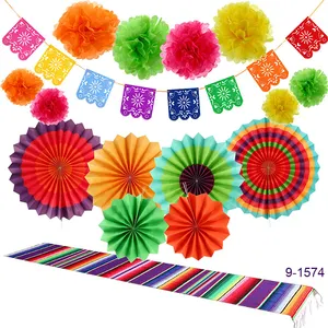 Ventilador de papel picado decoração mexicana mesa corredor carnaval festa suprimentos