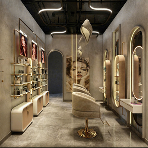 Luxury LED Arched Salon <b>Mirrors</b> & <b>Gold</b> Base Styling Stations | Full Turnkey Salon Furniture & Renovation Solutions - Product Image 4
