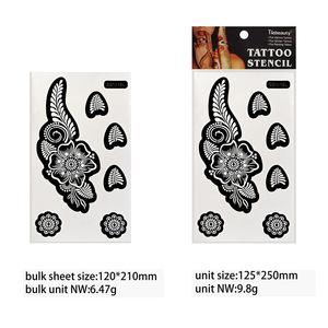 Nouveau Pochoir Tatouage Henné Marron en PVC Peint à la <span class=keywords><strong>Main</strong></span> Art Corporel Temporaire sur Papier pour Fête, Design Creux Dos de la <span class=keywords><strong>Main</strong></span> - Product Image 5
