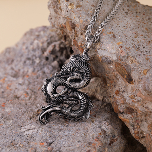 Kalung Liontin Naga Punk Pria, Kalung Liontin Naga Punk, Kalung Liontin Hip Hop Stainless Steel untuk Hadiah Ulang Tahun Pria