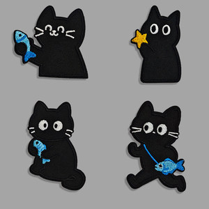 <span class=keywords><strong>Patch</strong></span> brodé chat noir mignon <span class=keywords><strong>pour</strong></span> la décoration des trous des doudounes – <span class=keywords><strong>Autocollant</strong></span> de dessin animé - Product Image 2