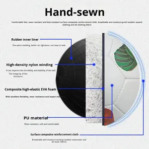 Ballon de football en PU de haute qualité, cousu à la main, triple vague, <span class=keywords><strong>nouveau</strong></span> style 2026, taille 5, compétition officielle pour adultes et enfants - Product Image 2