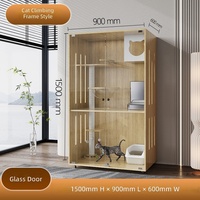 Nouvelle Arrivée Villa Moderne de Luxe pour Chat, Grande Enclos en Bois Massif, Structure d'Escalade, Porte en Verre Trempé, Maisons Multifonctionnelles