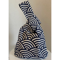 Petit sac japonais à nœud personnalisé avec logo imprimé, sac cadeau en tissu brodé, mini sac en coton et lin pour poignet