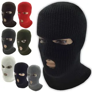 Hoge Kwaliteit 3 Gat Bivakmuts Knit Beanie Full Face Cover Schedel Custom Mens Designer Ski Masker