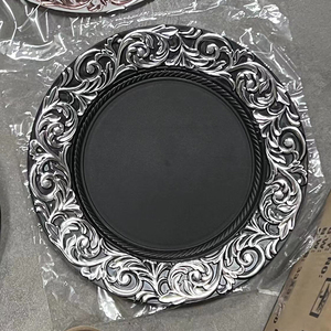 33cm Eco-Friendly Western Table Chargers New Gold <strong>Silver</strong> Plastic Charger <strong>Plates</strong> Wholesale for Weddings Events Minimum 100pcs - Product Image 4