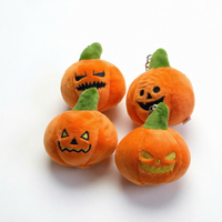 Porte-clés lumineux en peluche citrouille d'horreur, motif cercle, style simple, en polyester réutilisable, imprimé en typographie, pour Halloween et les fêtes