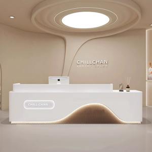 Escritorio de recepción plegable de madera moderno con luz LED Diseño de lujo moderno Color y tamaño personalizados para uso comercial - Product Image 3