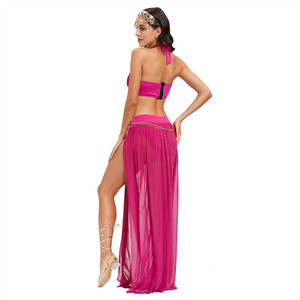 Carnaval Cosplay princesa árabe disfraz mujer Sexy espalda descubierta malla danza del vientre vestido - Product Image 4