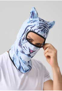 Passamontagna 3D a Forma di Gatto con Orecchie Ricamate, Impermeabile, Stile a Righe, per Sci, Pesca, Feste e Uso Quotidiano - Product Image 3