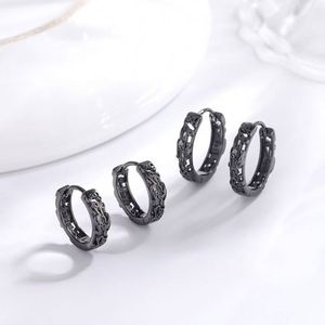 Boucles d'oreilles créoles en argent sterling 925, style punk rock, pour femmes et hommes, avec pierres naturelles de qualité, bijoux d'oreille hip-hop - Product Image 3