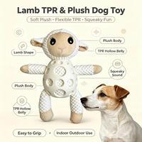 Jouet pour chien en peluche et TPR en forme d'agneau, jouet interactif qui couine pour les chiens de petite et moyenne taille
