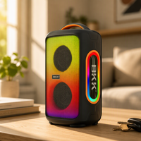 Enceinte portable BKK OEM 80W IPX5 avec microphone sans fil, lumière LED RGB, pour extérieur, longue autonomie de la batterie, boombox en plastique