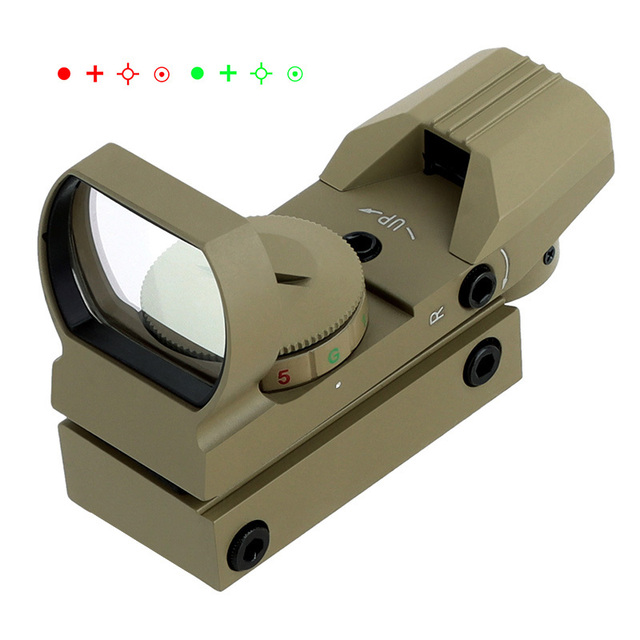 MZJ Optics Tactical 1X22X33mm Red Dot Sight Scope Adjustable Reticle 4 Styles Red Green Dot Reflex Sight for Hunting