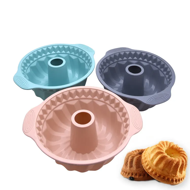 सिलिकॉन केक मोल्ड पाक के लिए, सिलिकॉन डोनट केक Tins के लिए Fluted अंगूठी Bakeware केक पैन, मफिन