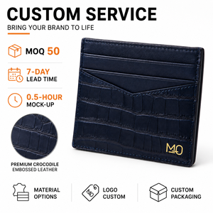 Portefeuille porte-cartes en cuir gaufré crocodile <span class=keywords><strong>bleu</strong></span> <span class=keywords><strong>marine</strong></span> pour homme, idéal pour les voyages d'affaires, avec poche avant fine multi-fentes, design personnalisé - Product Image 1
