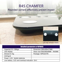 Balance numérique connectée 2026 TS-BF8072 avec application intelligente, capacité 180 kg, capteur pour usage domestique, revêtement ITO 30x30 cm