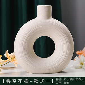 <span class=keywords><strong>Vase</strong></span> en céramique blanche <span class=keywords><strong>pour</strong></span> la décoration moderne de la maison, vases ronds mats en forme de donut <span class=keywords><strong>pour</strong></span> l'herbe de la <span class=keywords><strong>pampa</strong></span> - Product Image 6