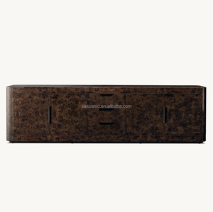 Sassanid Living Furniture Espresso Walnut Burl Bardot Burl Consola multimedia de 4 puertas con cajones - Product Image 1