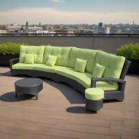 Ensemble de canapés de jardin en rotin au design moderne, idéal pour hôtels, villas, parcs et cours – Mobilier d'extérieur en osier avec table basse