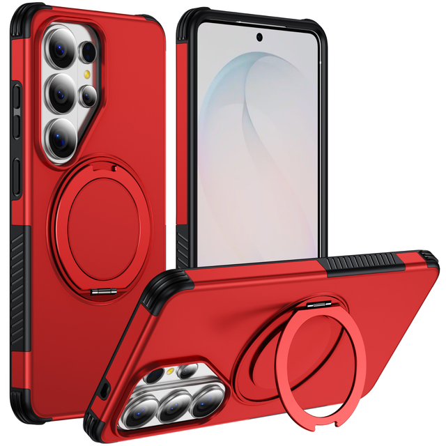 Support Wireless Charging Macaron Skin 360 Iron Ring Holder Magnetic Back Cover Phone Case for Samsung Galaxy S26 Ultra S25 Plus