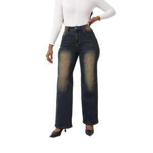 Pantalones Retro Holgados Casuales de Talla Grande para Mujer, Jeans de Pierna Ancha en Tono Claro con Estampado a Rayas 3D, de Algodón de Marca para Verano y de Tiro Medio para Mujer - Product Image 5