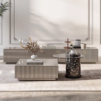Table basse multifonctionnelle pliable et rétractable en verre trempé, design français, luxe léger, motif zèbre rayé, meuble TV