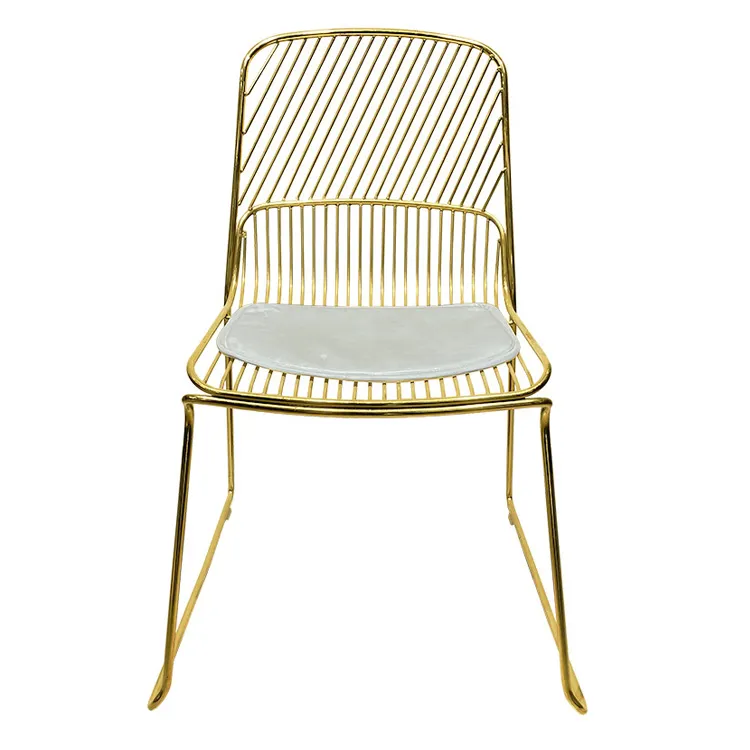 Gold mit Sitzkissen Ess küche Bertoia Wire Side Chair Gast empfang Wire Chair Stapelbarer Esszimmers tuhl