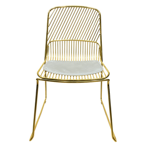 Chaise de salle à manger en fil, coussin avec siège doré, siège de réception pour invités, salle à manger, cuisine, bétoie rouge - Product Image 1
