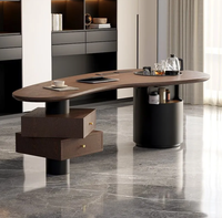 Bureau de direction pour le télétravail avec table à thé intégrée, design incurvé, en bois massif, multifonctionnel, écologique, haut de gamme, nouveau modèle 2026