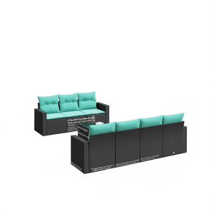 Set Divano da Esterno in Polyrattan Nero per 8 Persone con Cuscini, Design Moderno e Contemporaneo - Product Image 1