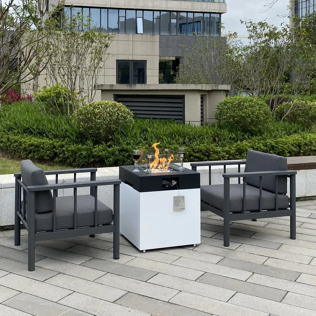 Meja firepit persegi 56cm dengan sofa