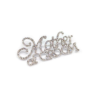 座右铭新郎/新娘定制水钻水晶字母胸针婚礼别针 - Product Image 1