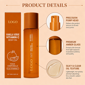 Huile corporelle hydratante et nourrissante à la vitamine C pure à 100 % pressée à froid, parfum vanille, pour peaux sèches, marque privée, cosmétiques OEM/ODM - Product Image 4